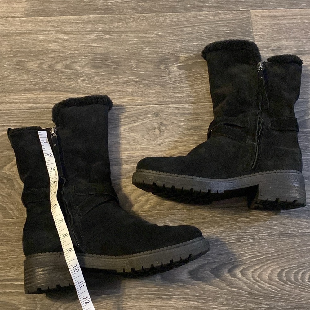 Sam Edelman Jailyn Suede Winter Boots Size 9 Faux Fur-Lined Black Zip-Up Snow - Picture 10 of 15